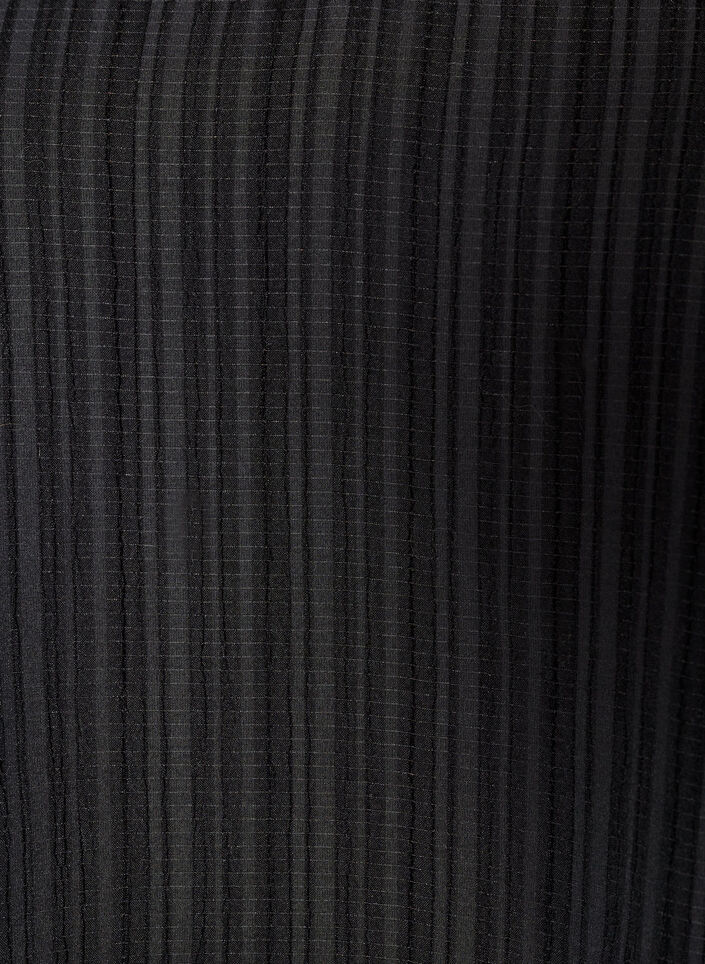 Blouse met textuur, V-hals en ruches, Zwart, Packshot image number 2