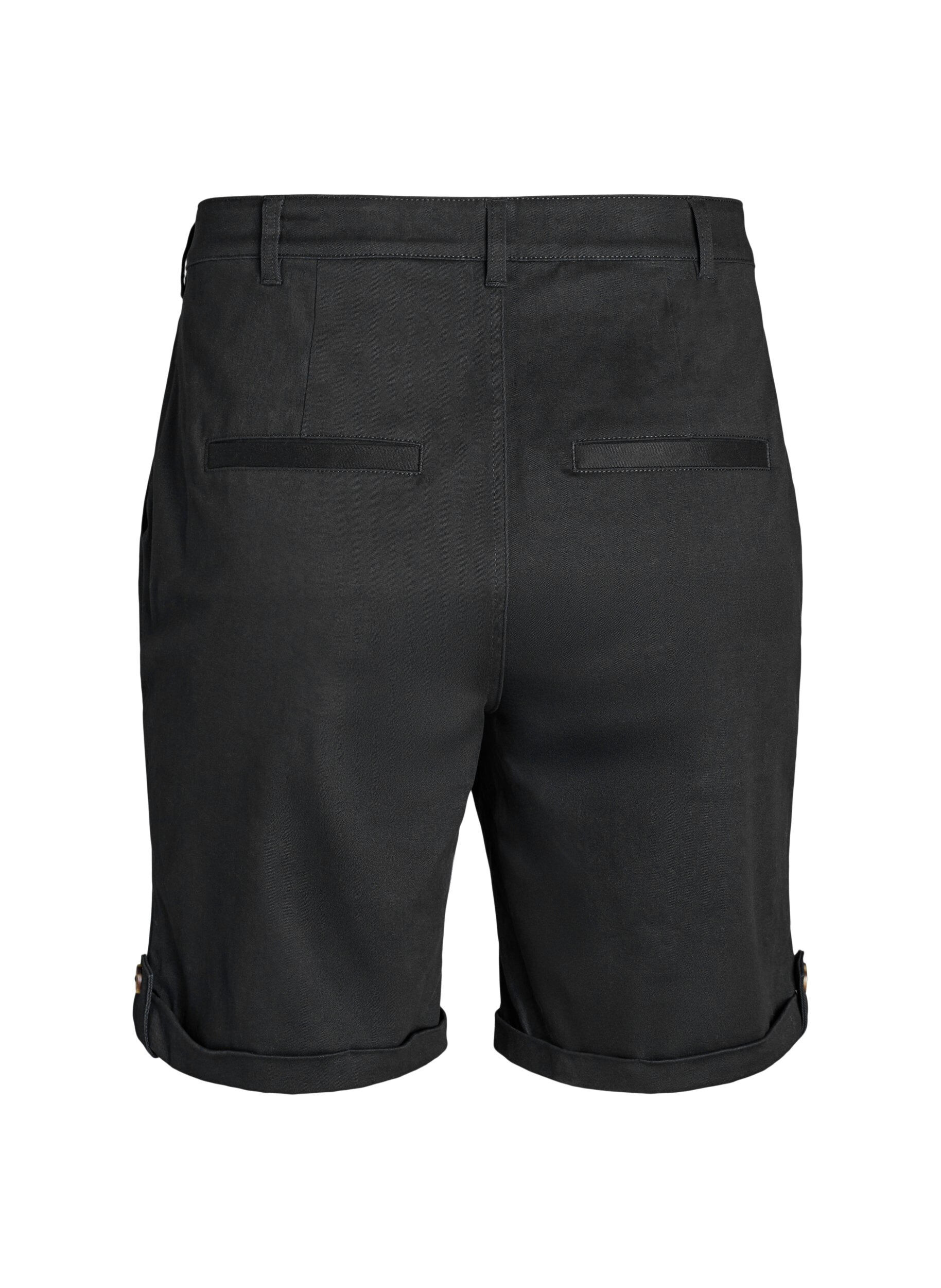 Zizzi Chino shorts met zakken, Zwart, Packshot image number 1