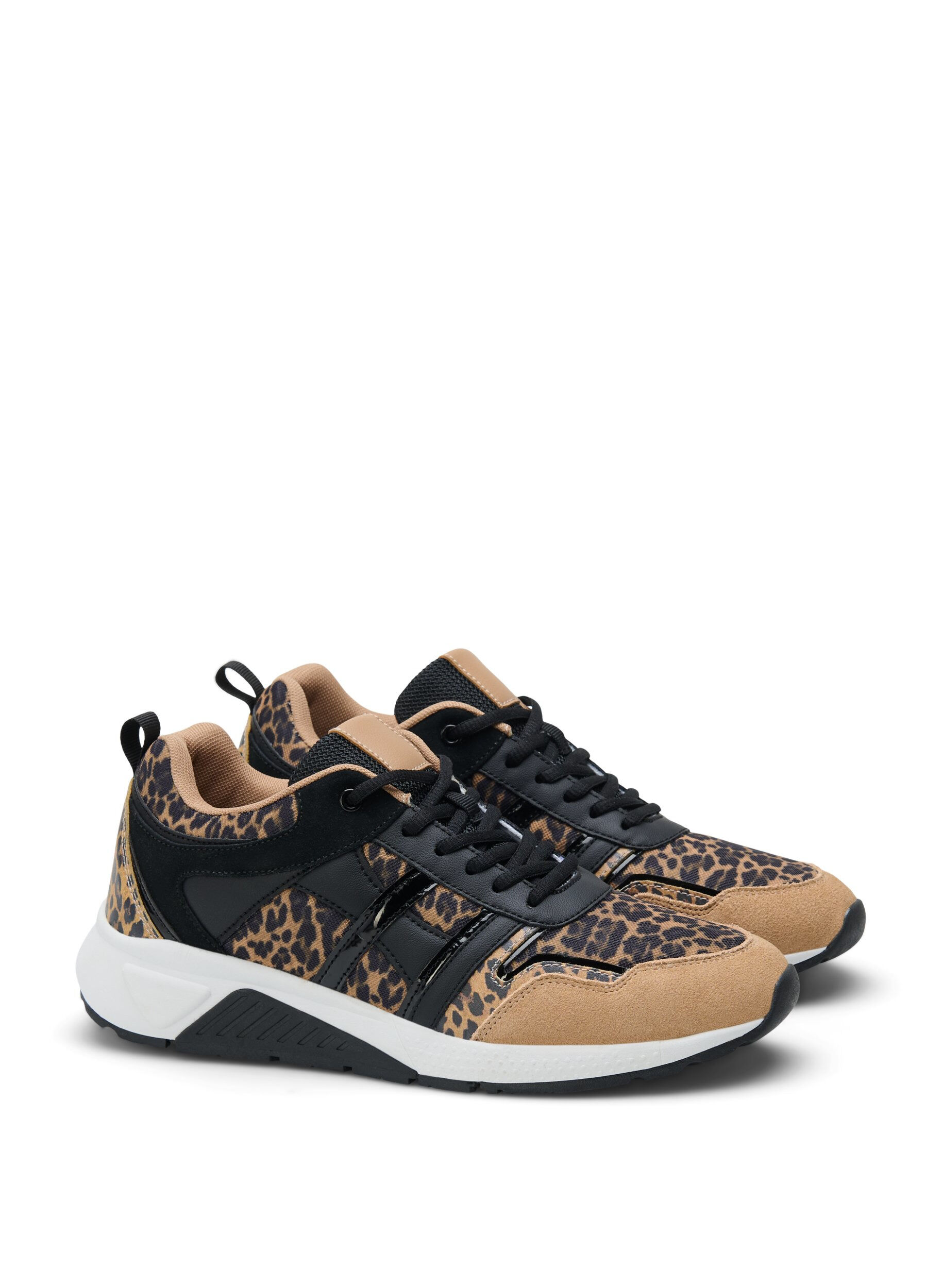 Zizzi Sneakers met Luipaardprint  en brede pasvorm, Leopard Print, Packshot image number 1