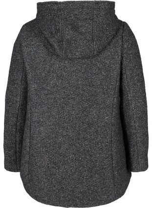 Korte gemêleerde jas met wol, Dark Grey Melange, Packshot image number 1