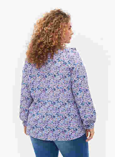 Bedrukte blouse met ruches, Purple Ditzy Flower, Model image number 1