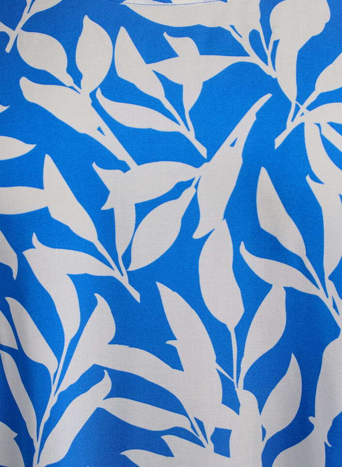 Viscose blouse met korte mouwen en print, Blauw, Packshot image number 2