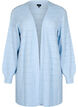 Lange gebreide cardigan met een kantpatroon, Cashmere Blue Mel., Packshot image number 0