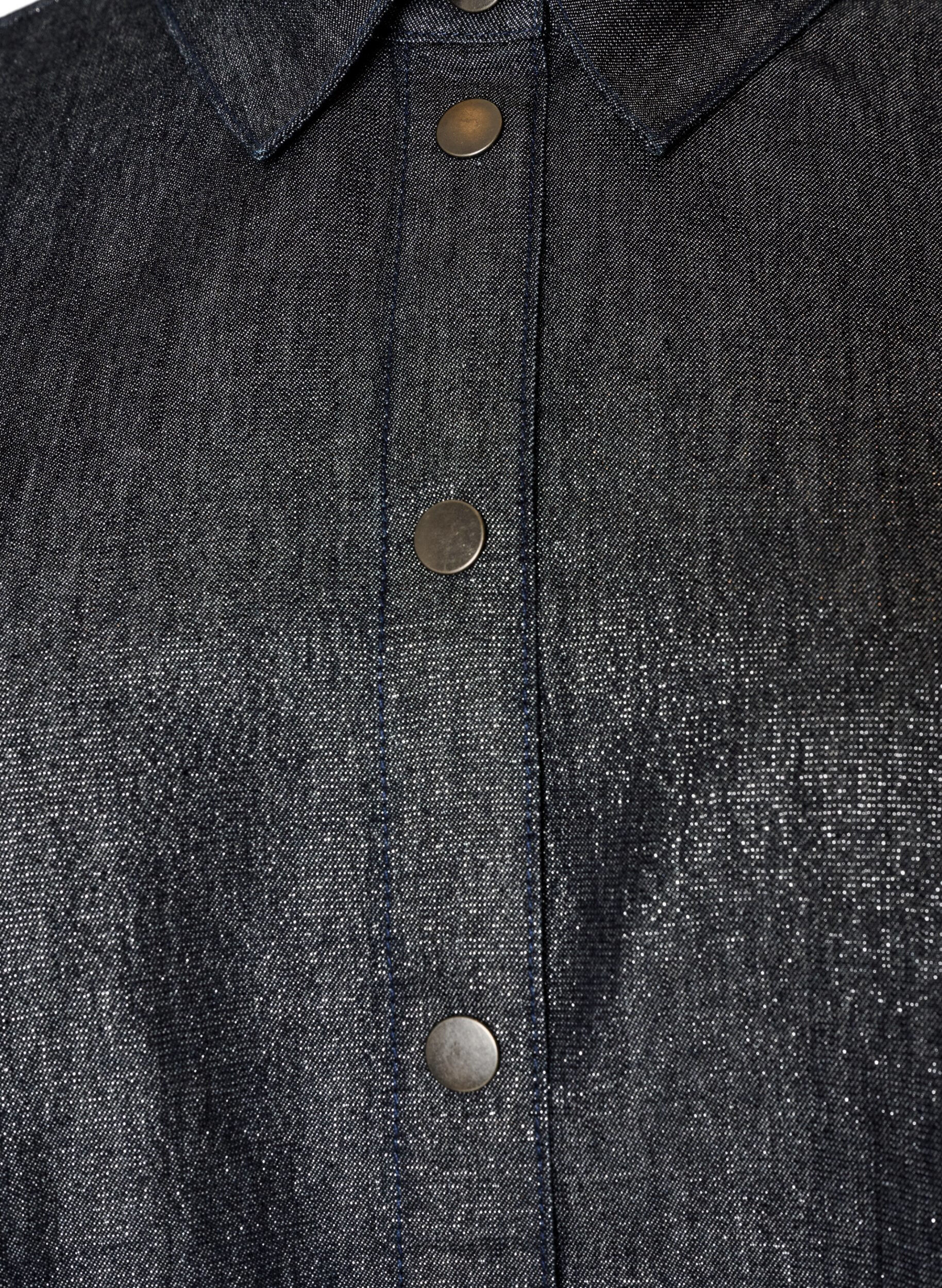 ZizziDenimshirt met glitterdraad en 3/4-mouwen, Grijs, Packshot image number 2