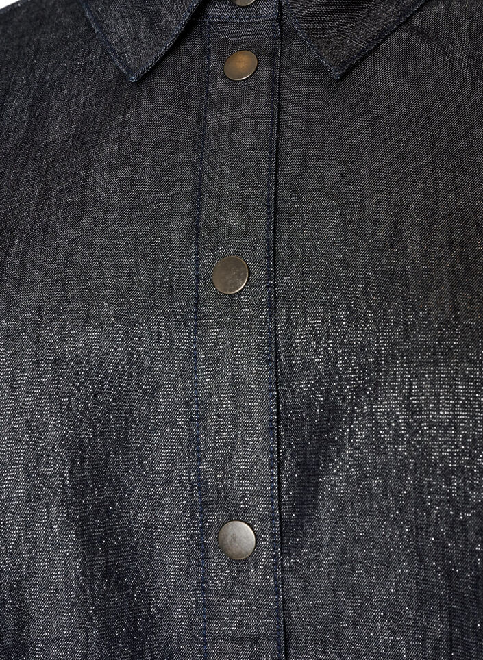 Denimshirt met glitterdraad en 3/4-mouwen, Grijs, Packshot image number 2