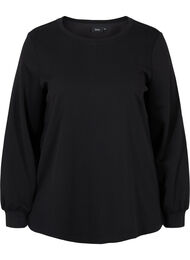Sweatshirt met ronde hals en lange mouwen, Black