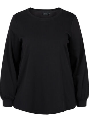 Sweatshirt met ronde hals en lange mouwen, Black, Packshot image number 0