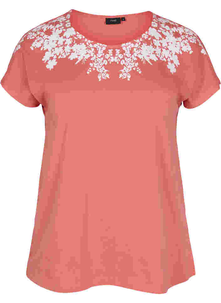 Katoenen t-shirt met print details, Faded RoseMel feath, Packshot image number 0