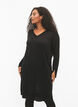 Gebreide jurk van viscose met glitters en splitten, Black w. DTM Lurex, Model image number 0