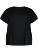 Katoenen blouse met korte mouwen van katoenmix met linnen, Black, Packshot image number 0