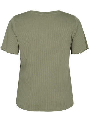 T-shirt met korte mouwen in rib, Dusty Olive, Packshot image number 1
