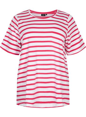 Gestreept katoenen t-shirt, Bright Rose Stripes, Packshot image number 0