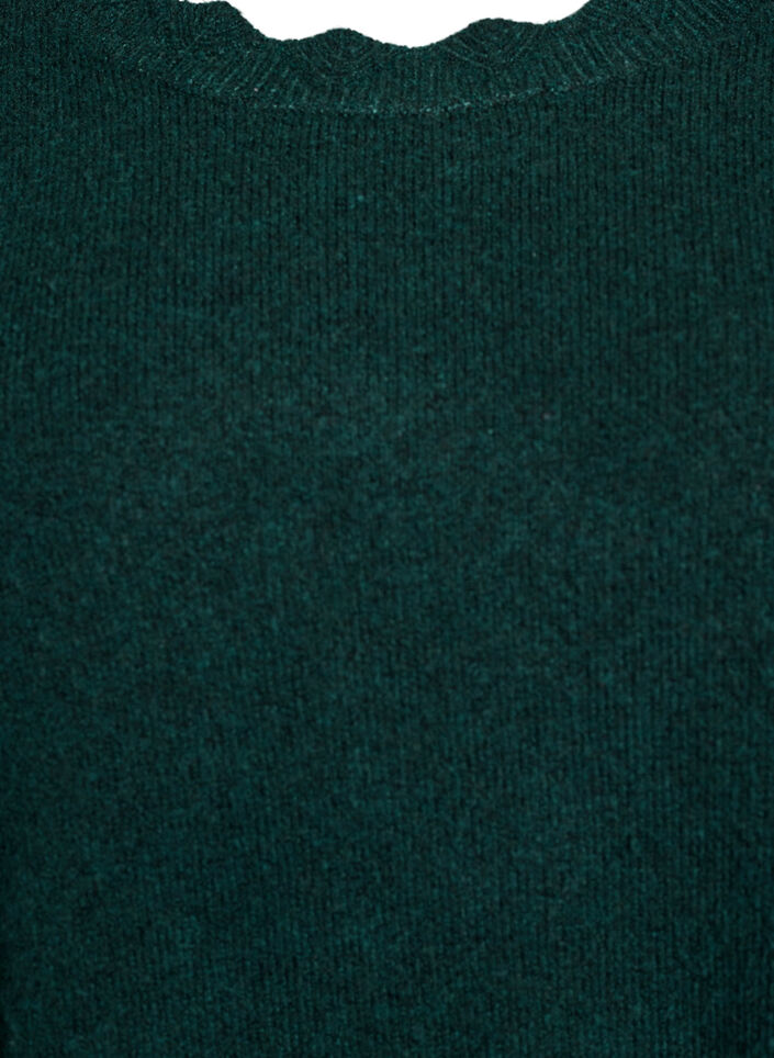 Gebreide blouse met golvende randen, Groen, Packshot image number 2