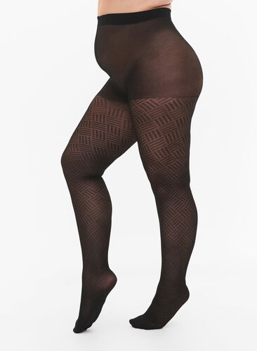 Gepatroneerde panty's in 50 denier, Black, Model image number 0
