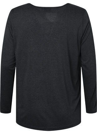 Gemêleerde blouse met lange mouwen, Black Mel. , Packshot image number 1