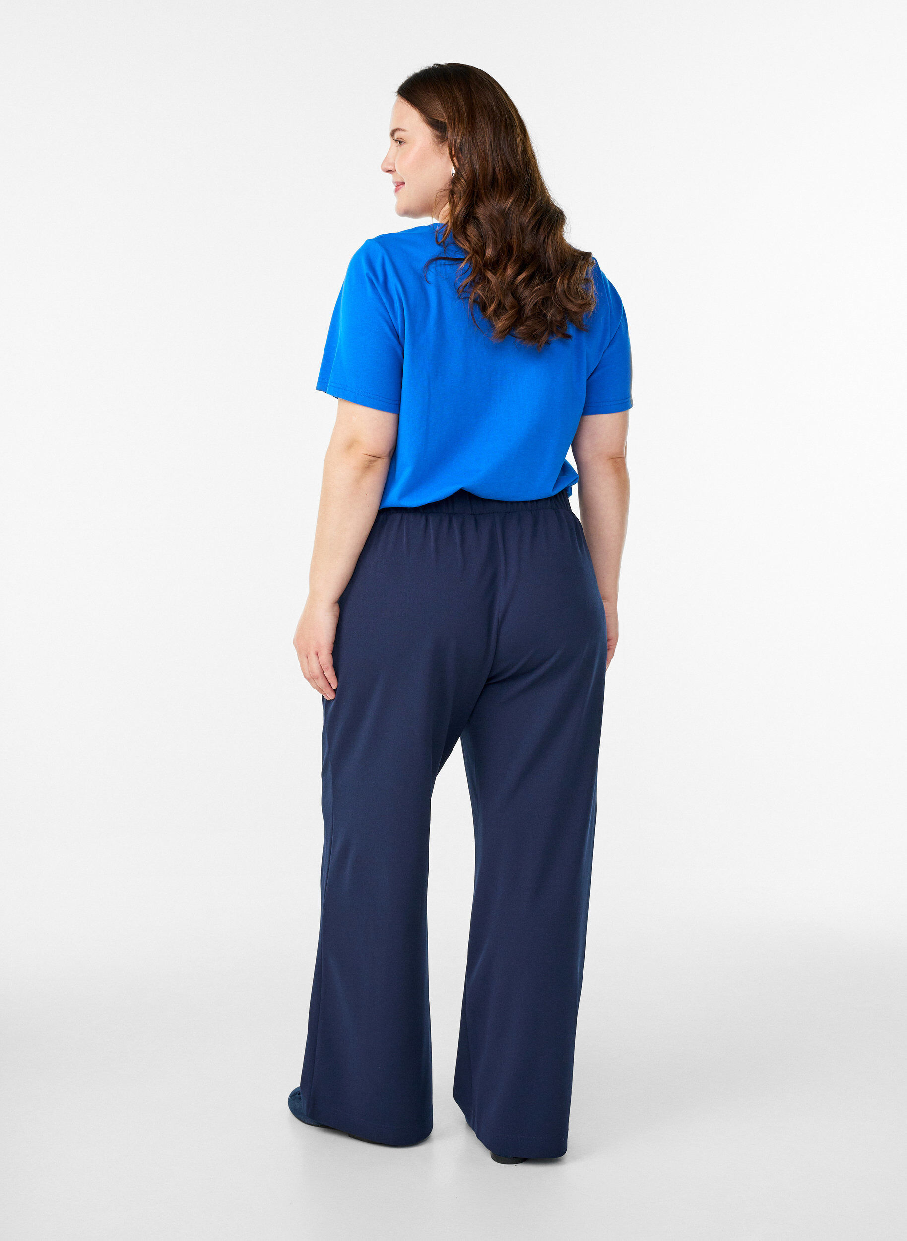 Zizzi FLASH - Broek met wijde pijpen, Blauw, Model image number 1