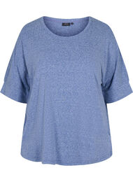 Gemêleerde blouse met korte mouwen, Twilight Blue Mel.