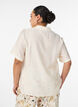 Blouse met ellebooglange mouwen en bloemenaccenten, Beige, Model image number 2