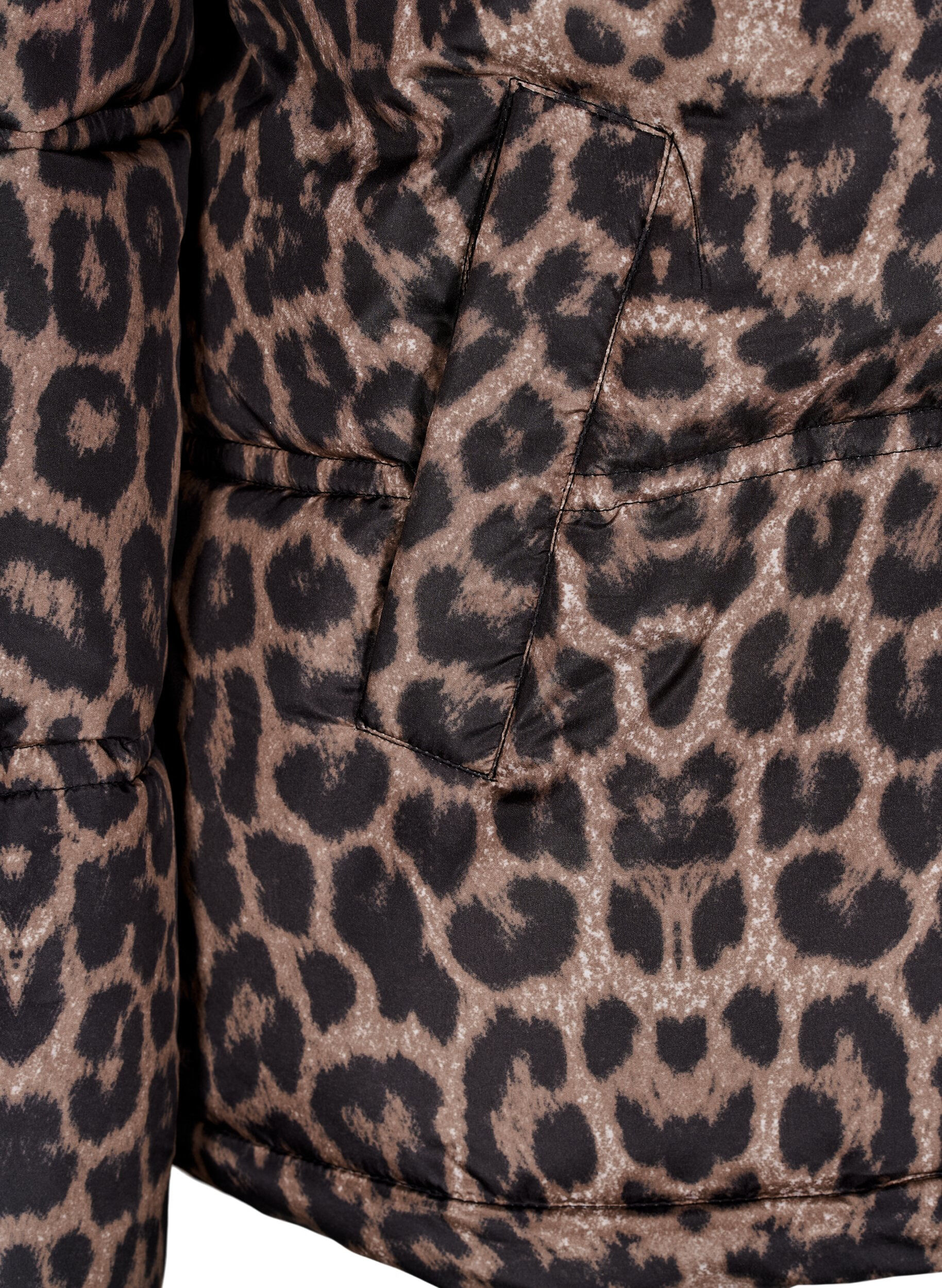 Zizzi Korte pufferjas met een capuchon en twee-wegs ritssluiting, Zwart, Packshot image number 3