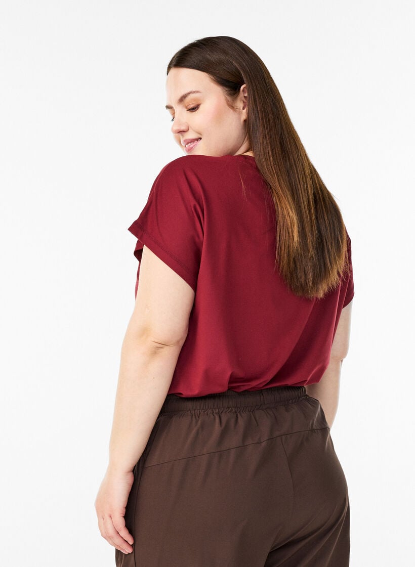 Effen gekleurd trainingsshirt, Rood, Model image number 2