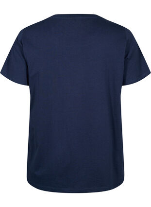 T-shirt in katoen met anglaise borduurwerk, Navy Blazer, Packshot image number 1