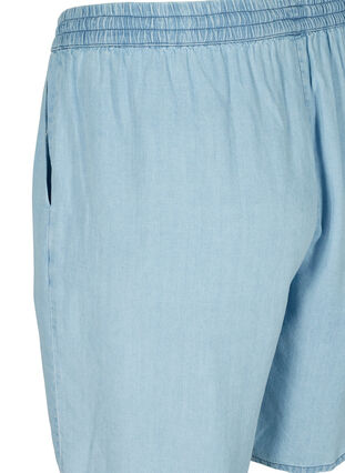 Losse shorts met trekkoord en zakken, Light blue denim, Packshot image number 3