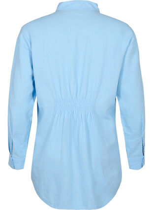 Lange shirt in linnen-viscose blend, Chambray Blue, Packshot image number 1