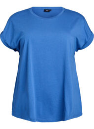 T-shirt met korte mouwen van katoenmix, Blauw