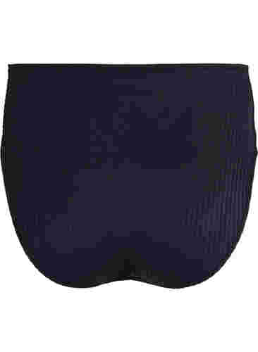 Bikinibroekje met hoge taille en geribde textuur, Black, Packshot image number 1