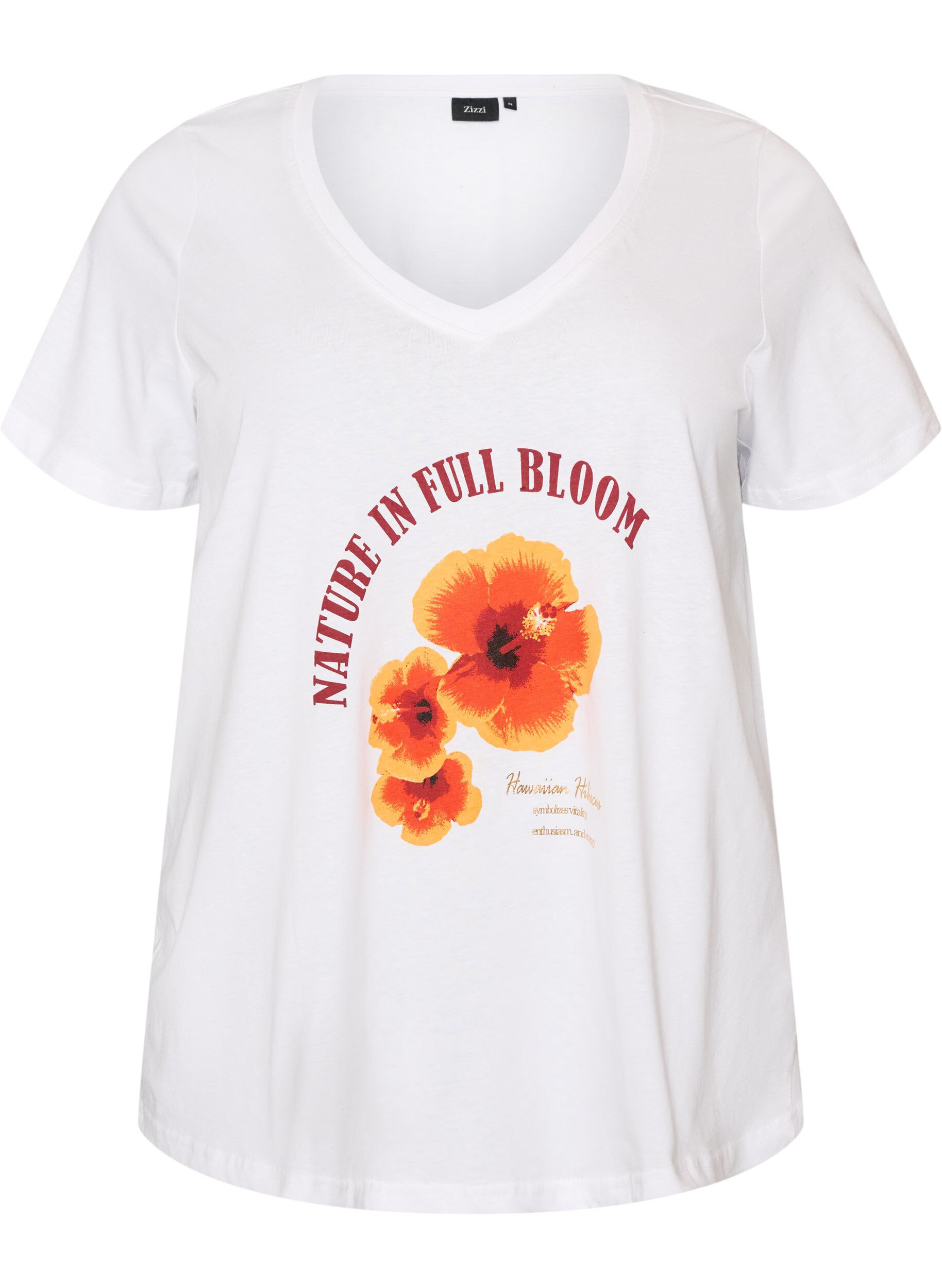 Katoenen T-shirt met V-hals en print aan de voorkant