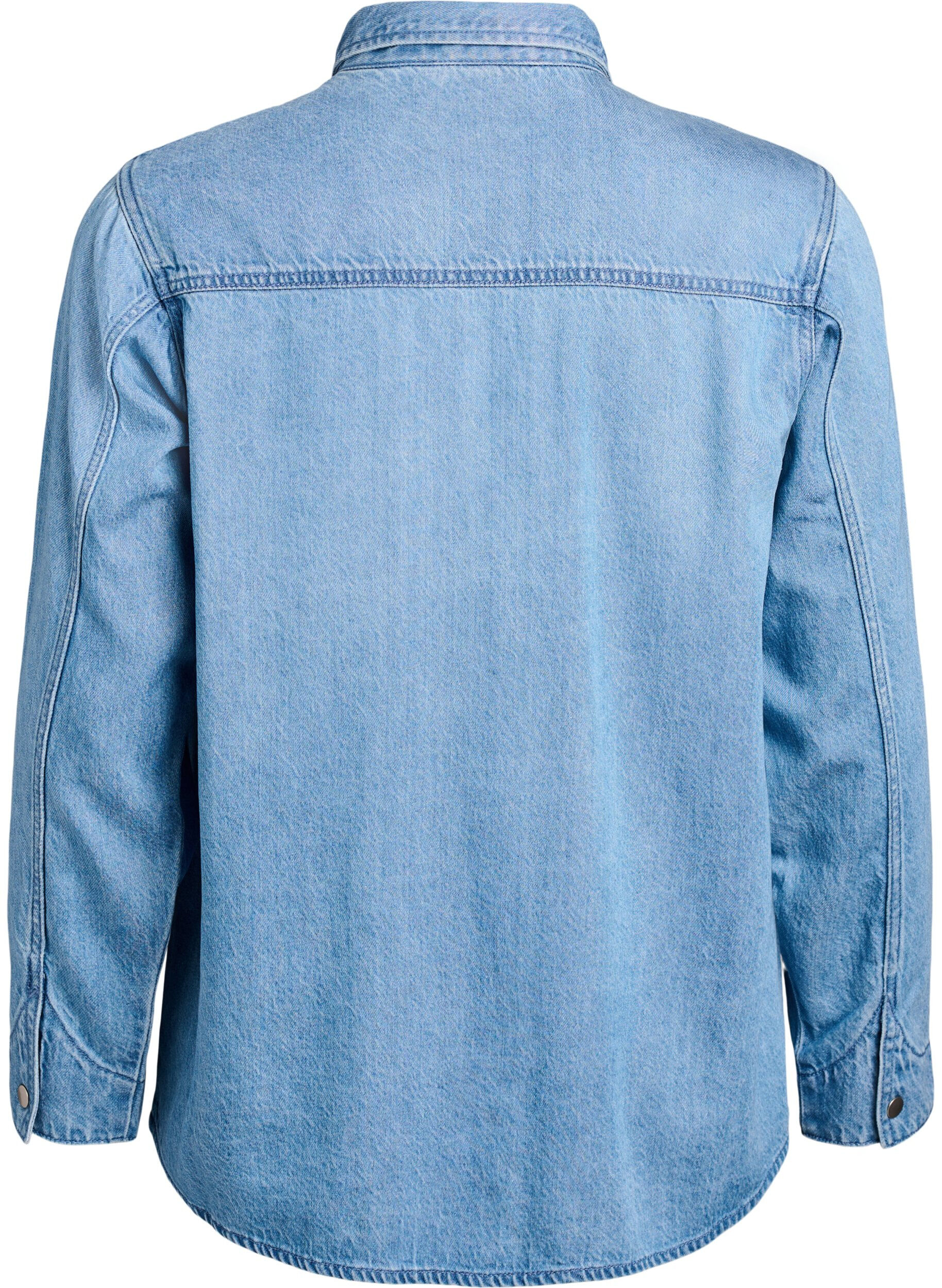 Zizzi Spijkerblouse met borstzakken, Blauw, Packshot image number 1