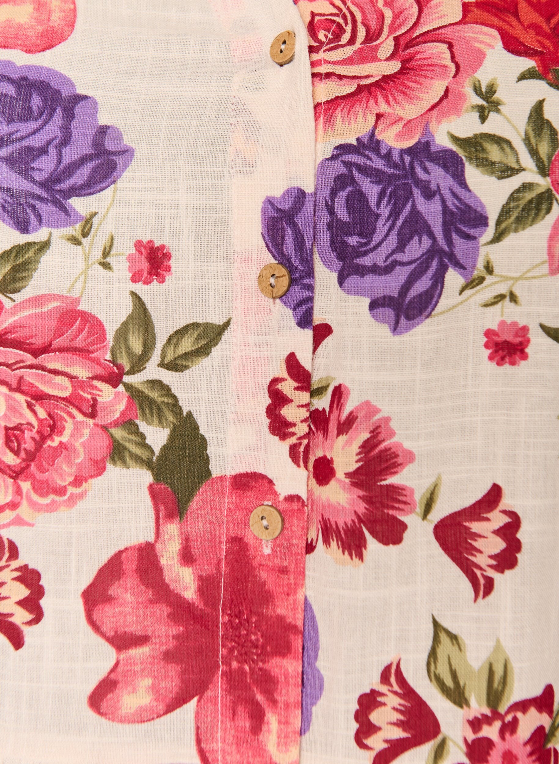 ZizziKatoenen midi jurk met bloemenprint, Rood, Packshot image number 2