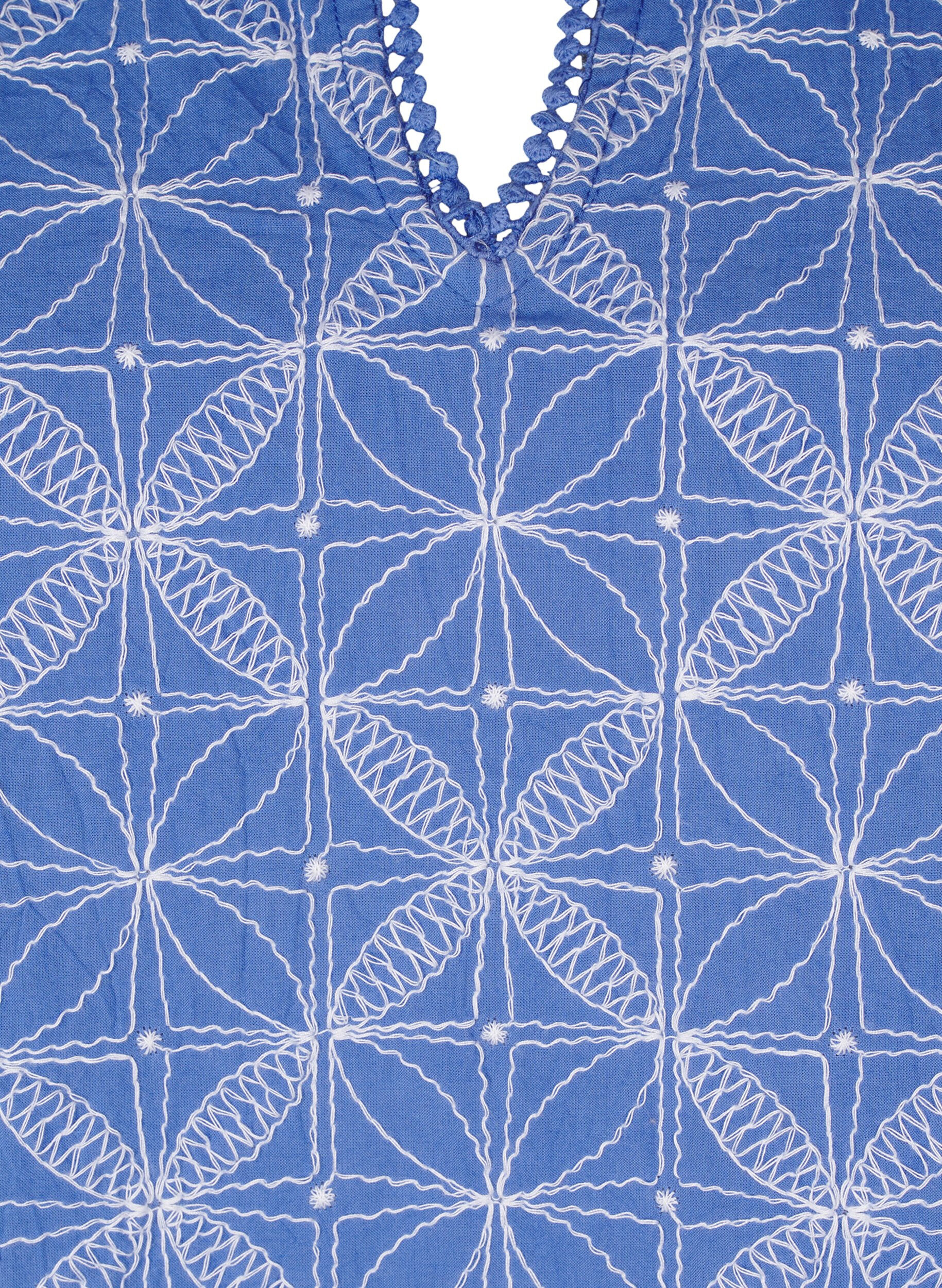 Zizzi Blouse met korte mouwen en geborduurd patroon, Blauw, Packshot image number 2