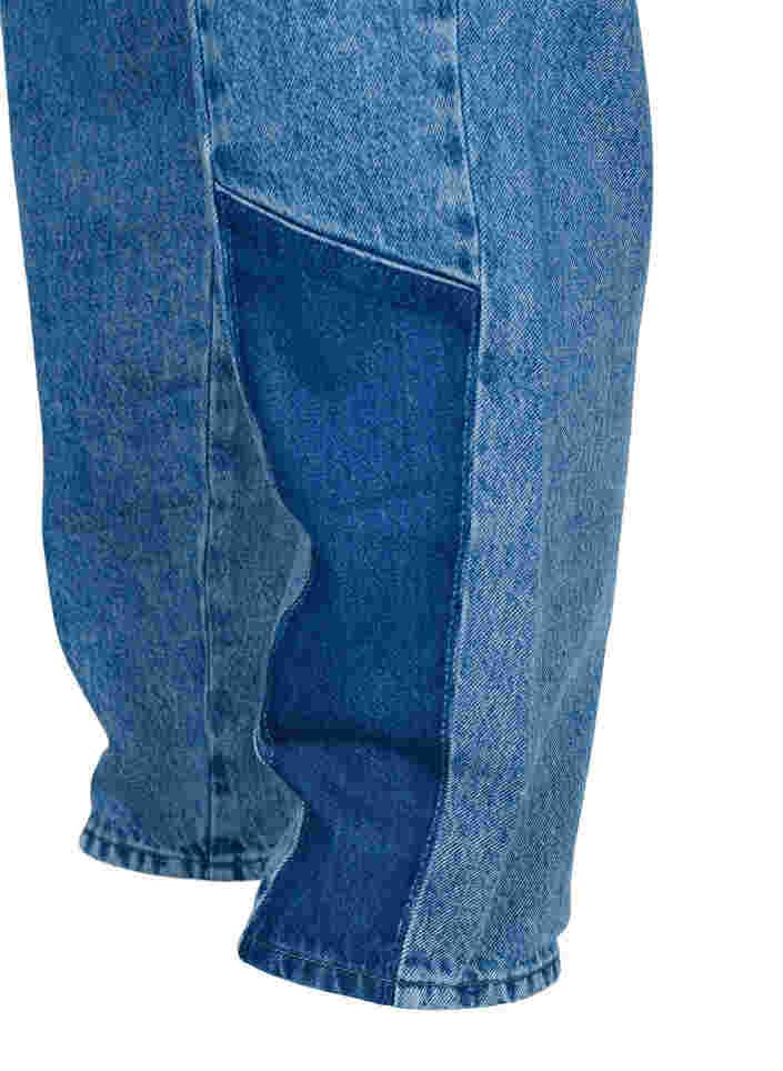 Geknipte Mille mom jeans met colour-block, Blue denim, Packshot image number 3