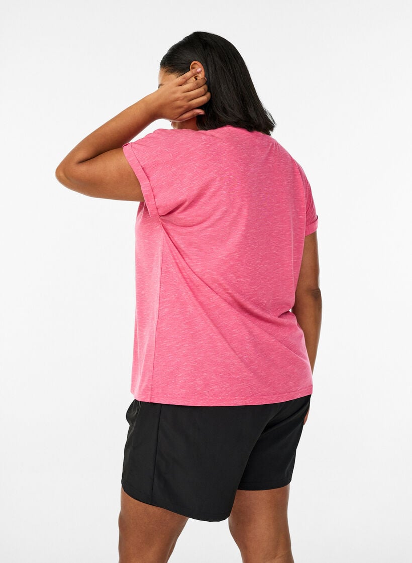 Losse workout T-shirt met korte mouwen, Roze, Model image number 2