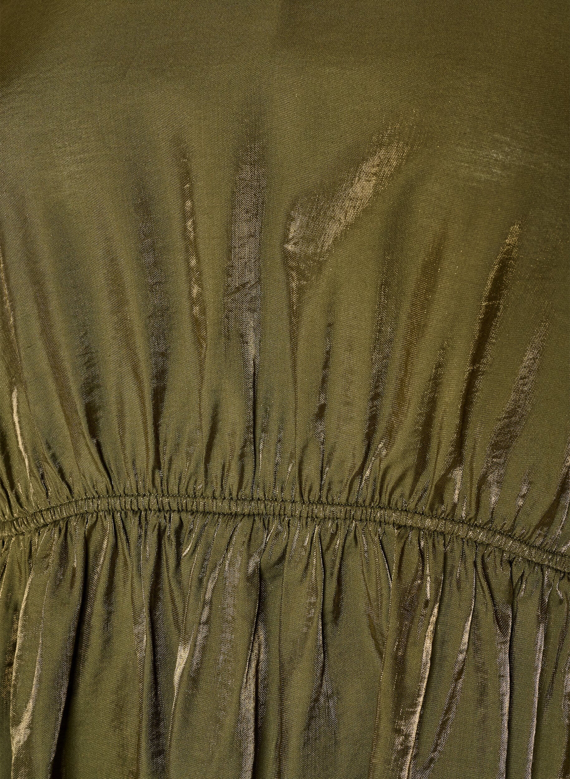 ZizziGlanzende viscose blouse met peplumeffect, Groen, Packshot image number 2