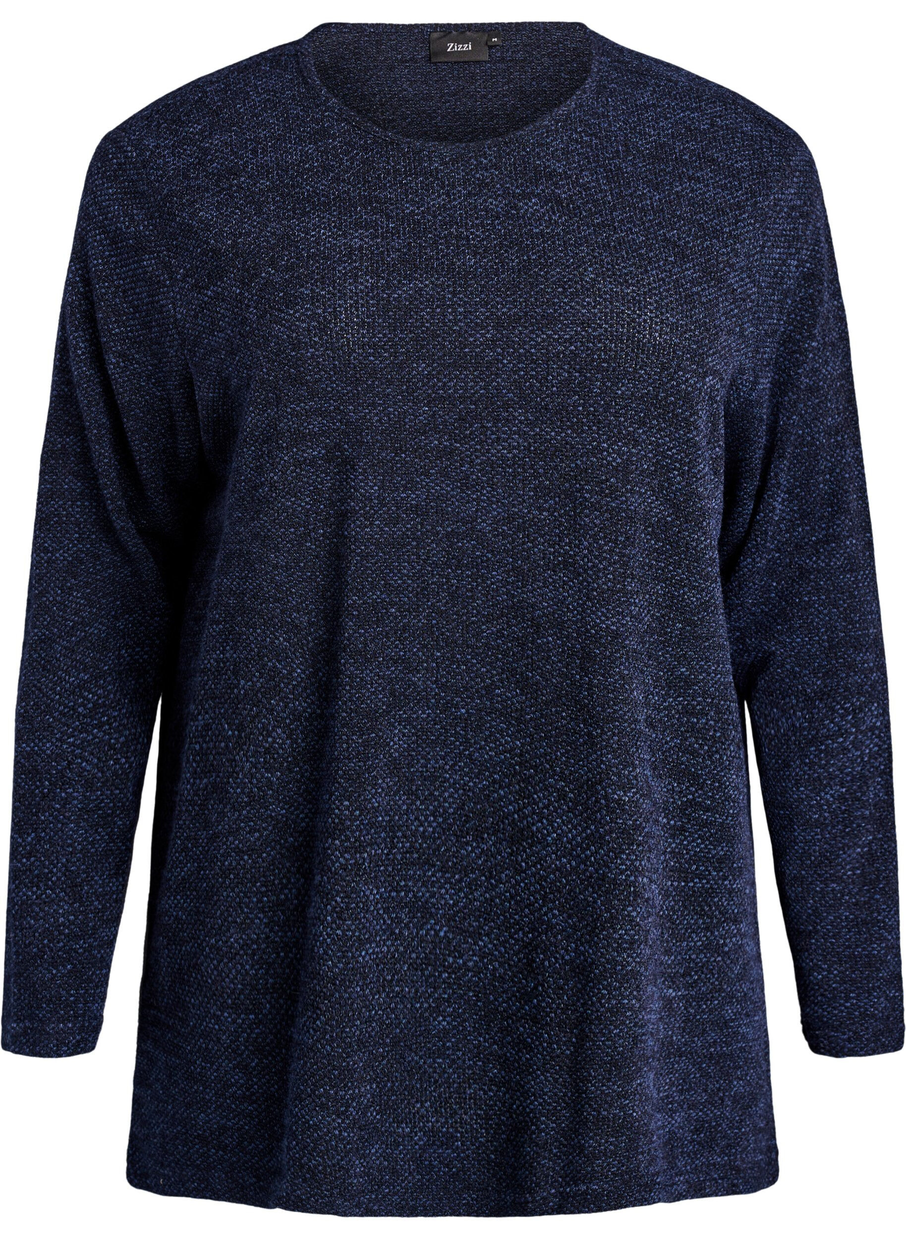 ZizziBlouse met lange mouwen en structuur, Blauw, Packshot image number 0