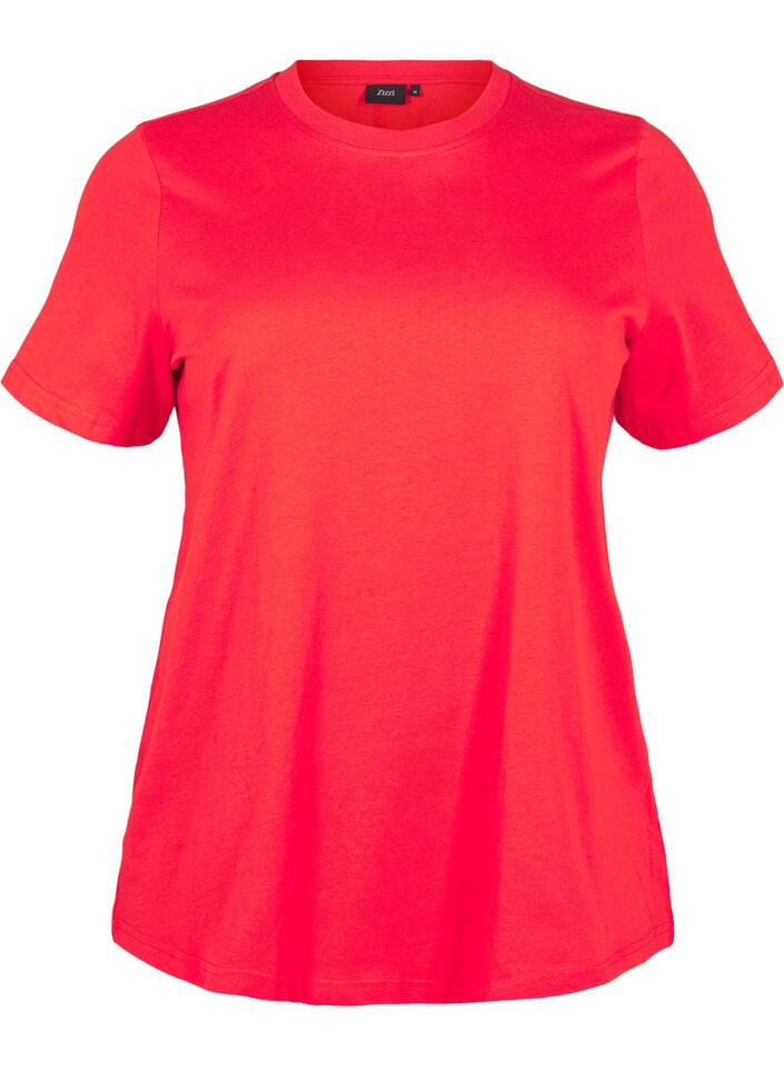 Basic katoenen T-shirt met ronde hals, Rood, Packshot image number 0