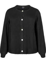 Gebreide cardigan met wol en knoopsluiting, Black Solid