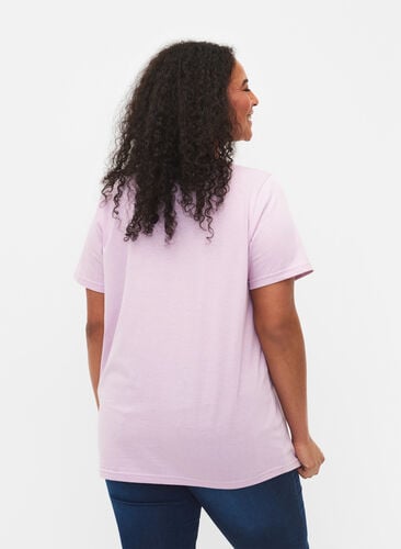 T-shirt met korte mouwen en v-hals, Lavender Frost, Model image number 1
