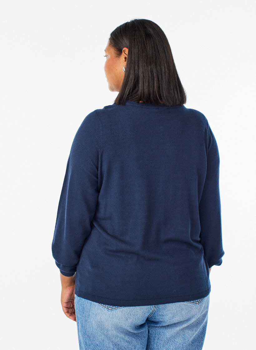 Cardigan met ronde knopen, Blauw, Model image number 2