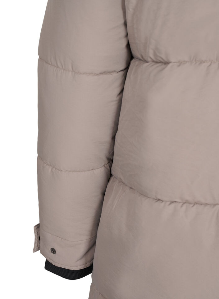 Pufferjas met capuchon en contrastdetails, Beige, Packshot image number 4