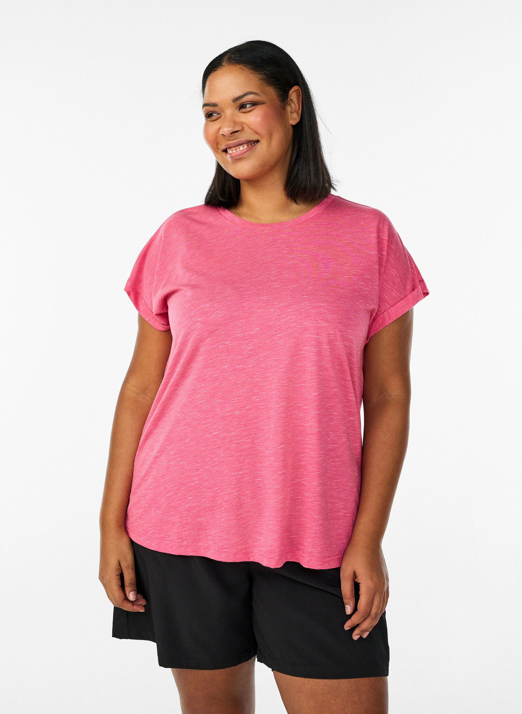 Zizzi Losse workout T-shirt met korte mouwen, Roze, Model image number 0