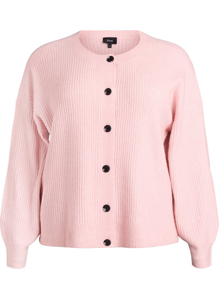 Vest van ribtricot met knopen, Roze, Packshot image number 0