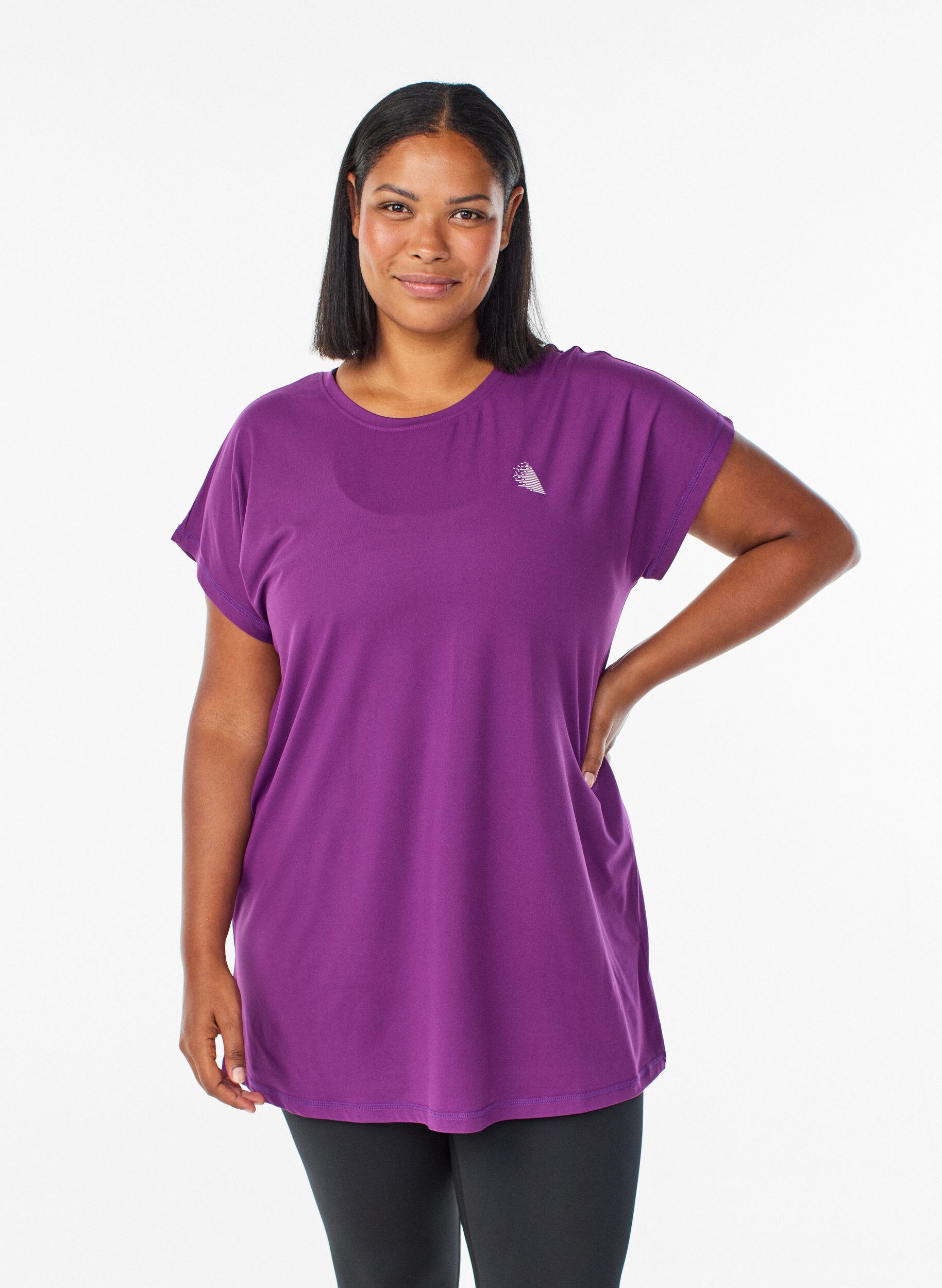 Lang workout T-shirt, Paars, Model
