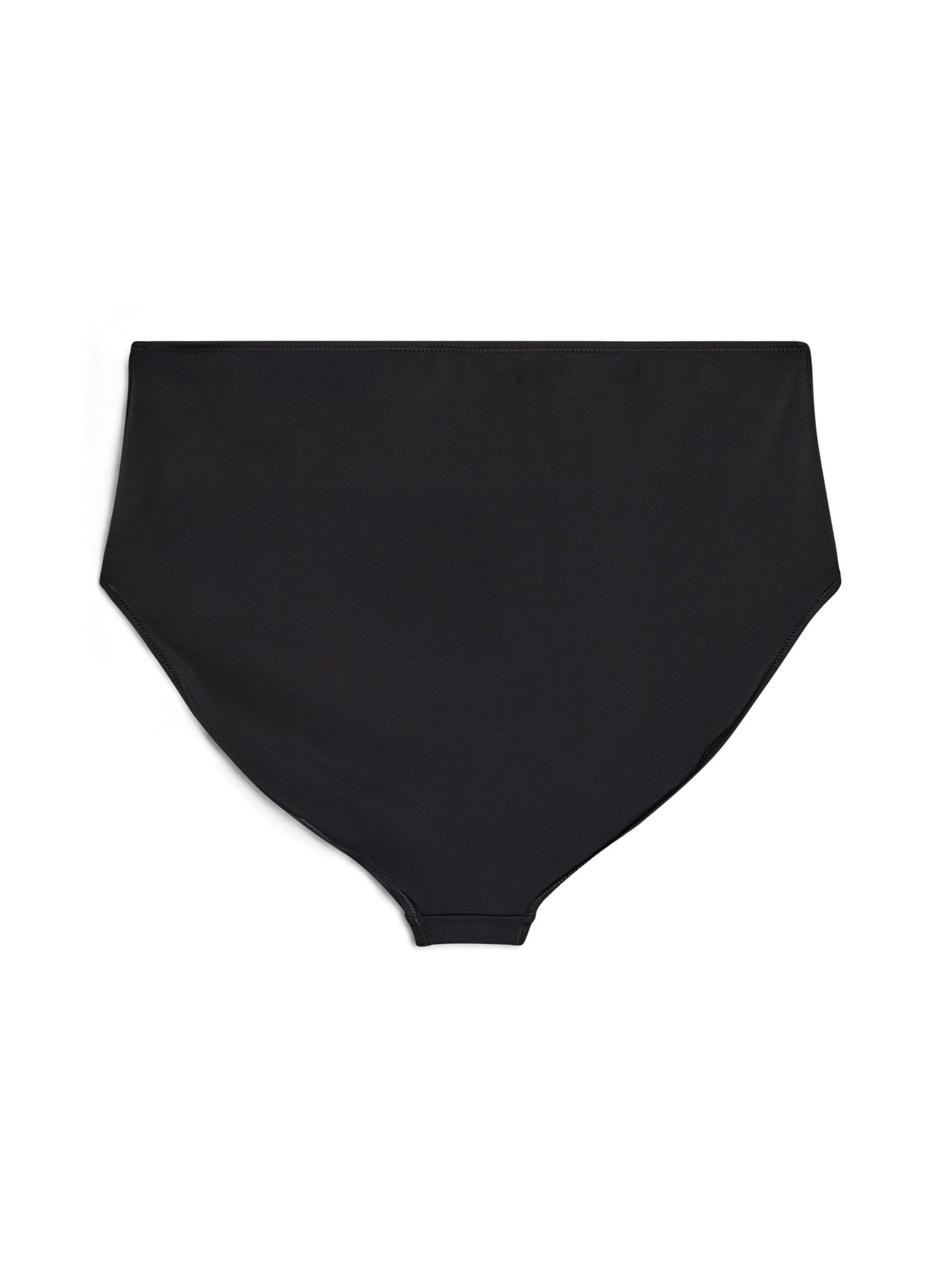 Zizzi Solidkleurige high-waist bikinibroekje, Zwart, Packshot image number 1