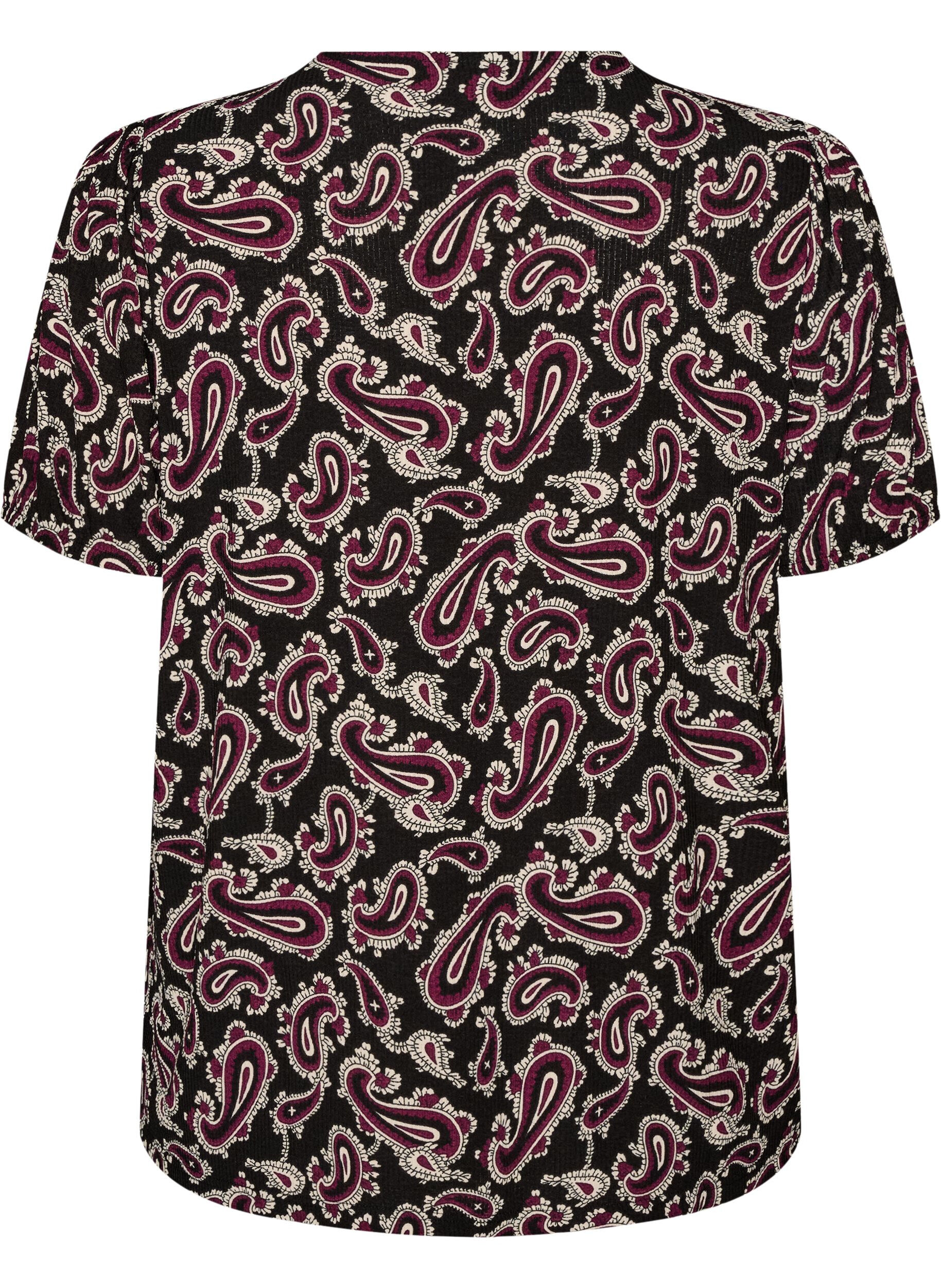 ZizziBlouse met lange mouwen en paisleyprint, Donker Bordeaux, Packshot image number 1