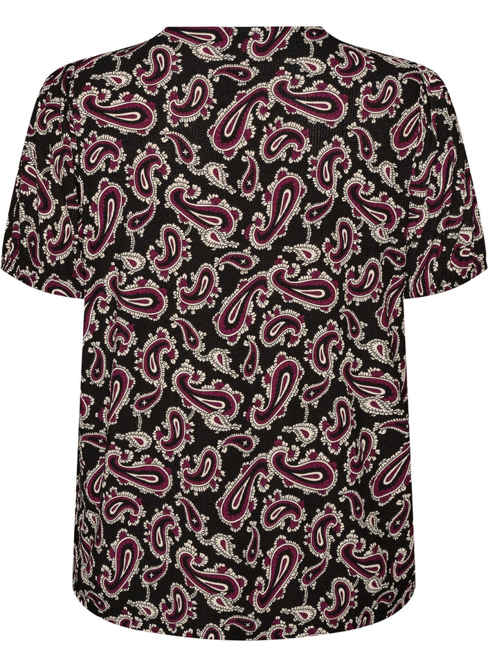 Blouse met lange mouwen en paisleyprint, Donker Bordeaux, Packshot image number 1