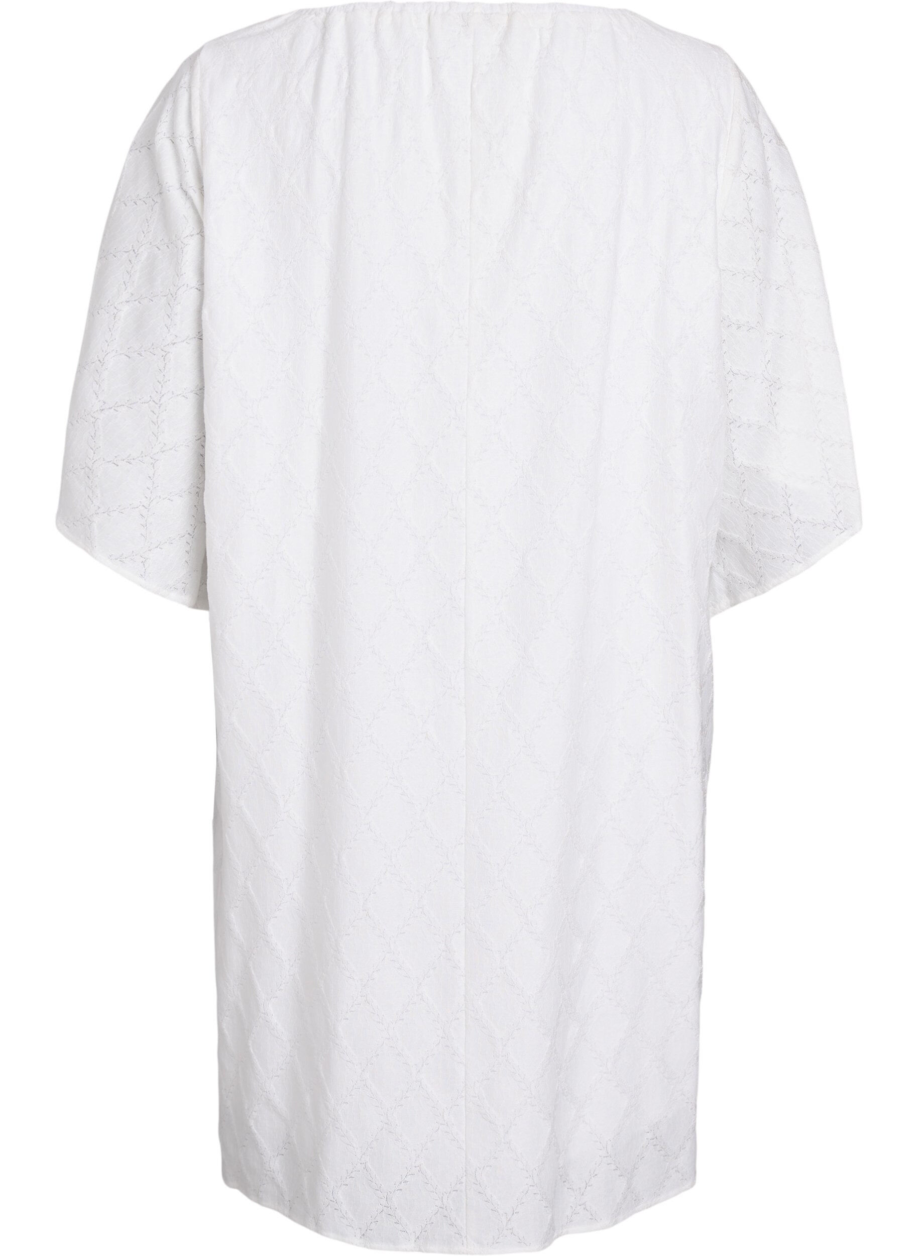 Zizzi Knie-lange feestjurk met wijde mouwen, Wit, Packshot image number 1