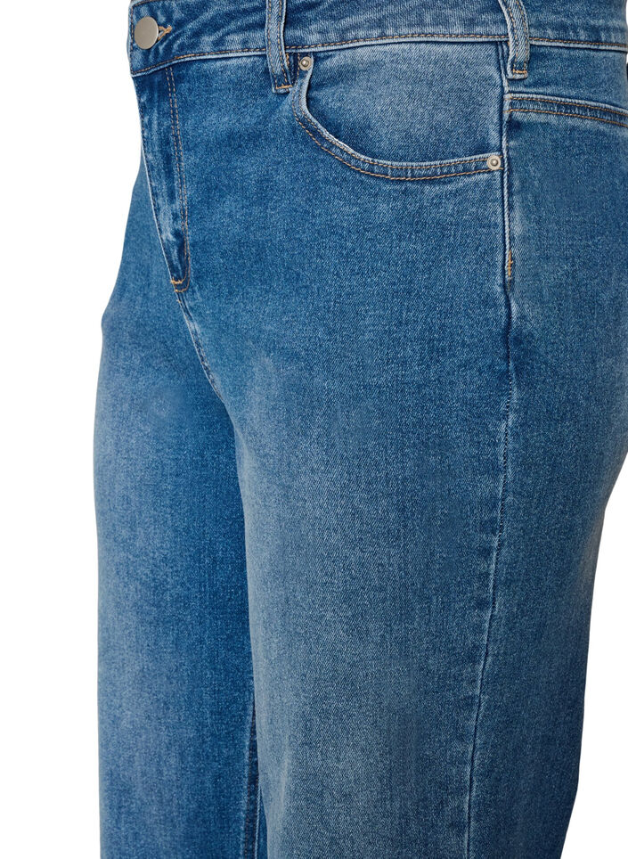 Straight jeans met een licht versleten look, Blauw, Packshot image number 2